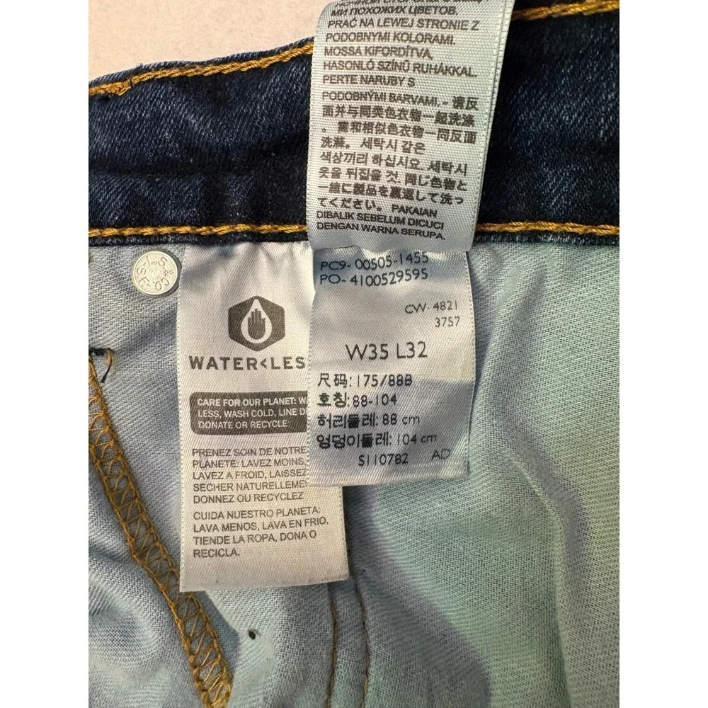 Levis 505 Regular Fit Jeans Mens 35x32 Dark Wash Blue Straight Leg Denim